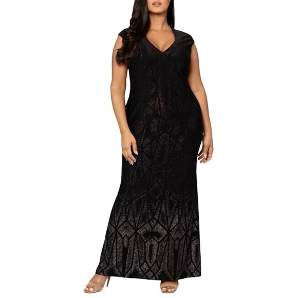 Betsy & Adam Dresses & Skirts - Betsy & Adam Ombré Glitter Print Gown size 18W NWT